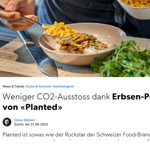 Meno emissioni di CO2 grazie al pollo a base di piselli di "Planted".